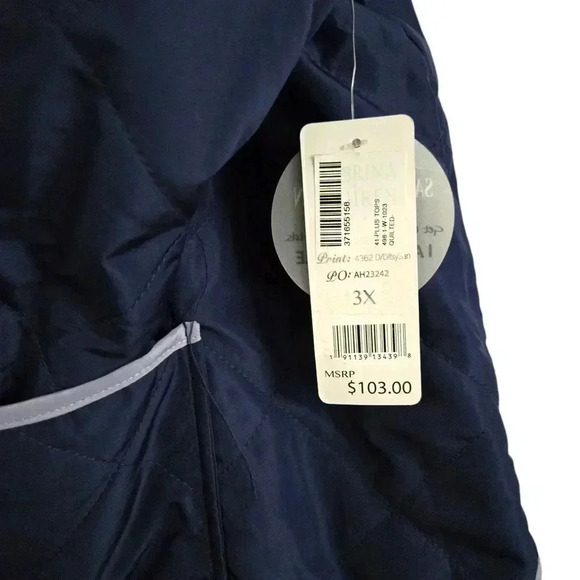 Sabrina Lauren Reversible Quilted Jacket Floral/ Blue Size 3XL - Picture 9 of 10